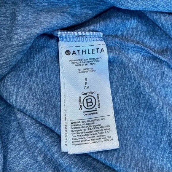 Athleta Womens Tee Shirt Uptempo Quarry Cottage Blue Short Sleeve Tee Size Small - Picture 8 of 10